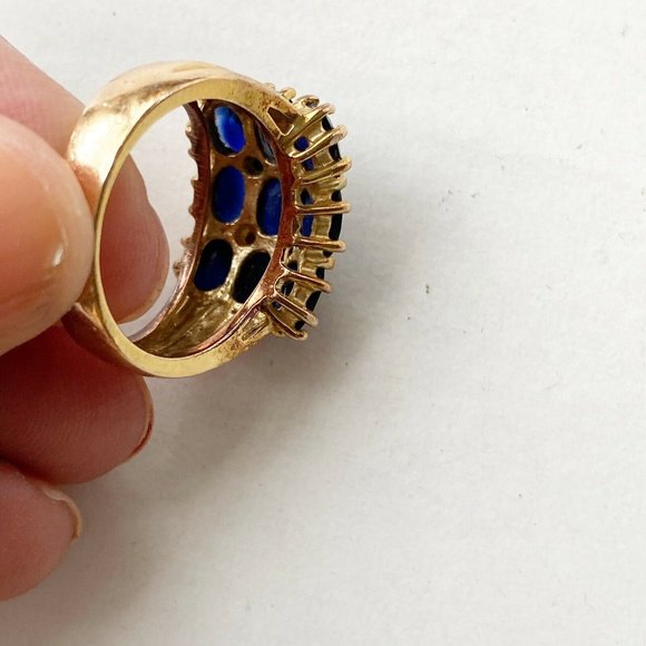 PAJ Jewelry Paj Sapphire Diamond Ring 925 Gold Overlay Lab Created